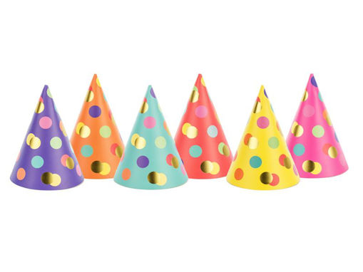 Picture of PARTY HATS DOTS 16CM - 6 PACK